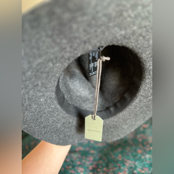 ‼️RARE‼️?ALL SAINTS??NWT?Long Brim Fedora w/ Logo Rivet in Cinder Black Marl main image 9